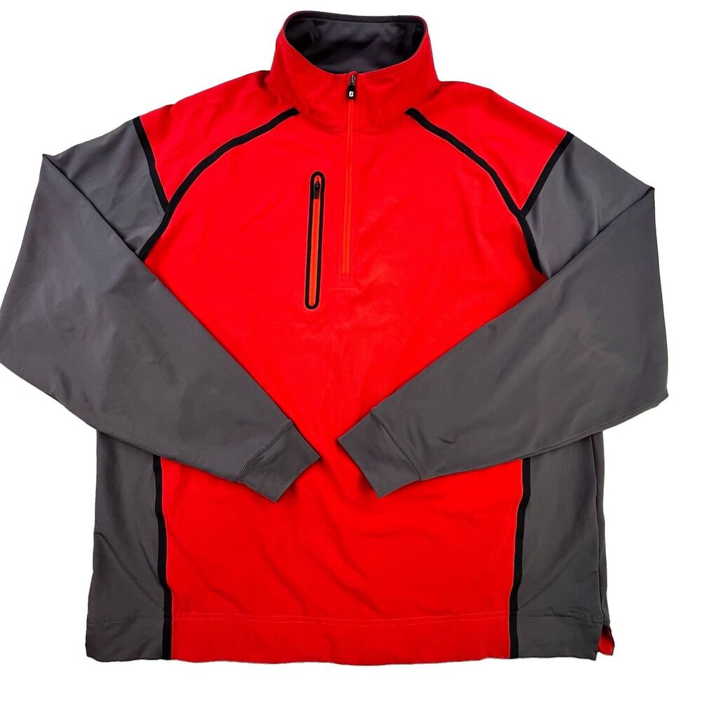 FootJoy 1/4 Zip Pullover Mens Large Red Long Sleeve Golf WindTech Performance